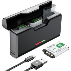 Pack de 3 Batteries NP-BX1 1380mAh et Chargeur 3 canaux Compatible avec Sony NP-BX1/M8, ZV-1, ZV-1 II, Cyber-Shot DSC-HX80, HX90V, HX95, HX99, RX1, RX1R II, RX100 (II/III/IV/VA/VI/VII) - Neuf