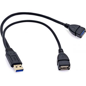 KALANKA-30cm Câble Y d'extension répartiteur USB A 2 Ports Adaptateur USB mâle vers 3.0 et 2.0 A Femelle câble Alimentation Charge pour Voiture, Cordon Transfert données pour Ordinateur Portable - Neuf