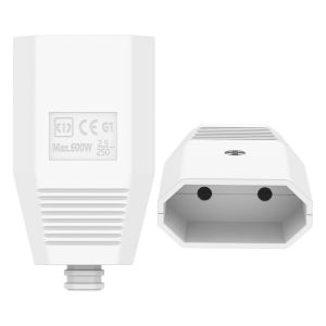 2 Pi&egrave;ces Coupleur Plat Europ&eacute;en, 250 V/2,5 A Prise Europ&eacute;enne Avec Protection Anti-Torsion, Coupleur Europ&eacute;en Avec Aerre-C&acirc;ble, Prise Plate Avec Contact De Terre (Blanc) - Neuf
