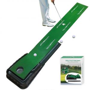 Le Green De Golf À L'intérieur De Tapis De Putting Avec Retour De Balle Automatique, Putter Guides D'alignement À 3, 5 Et 7 Pieds Pour Bureau À La Maison Pratique - Neuf