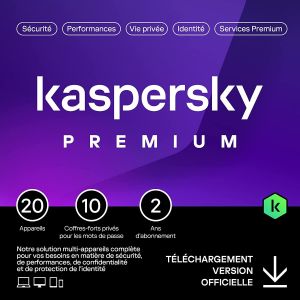 Kaspersky Premium - Multidevice 20 App 2 Ans 10 Coffres - Pc Mac Android Ios - Ed Française Licence Officielle Par Mail - Esd - Neuf