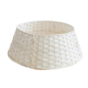 Jupe de sapin de No&euml;l en rotin, installation rapide, design &eacute;l&eacute;gant, col d&eacute;coratif pour salon ou bureau, blanc, taille S - Neuf