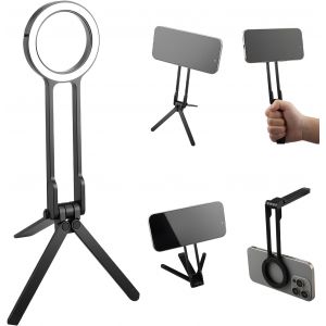 KALANKA-Tr&eacute;pied Magn&eacute;tique pour T&eacute;l&eacute;phone Portable, 4-in-1 Aluminium Mini Selfie Stick Pliable, Maglock Mousqueton Fixation Rapide, pour iPhone 17/16/15/14/13 MagSafe, pour Photographie Macro, Appel - Neuf