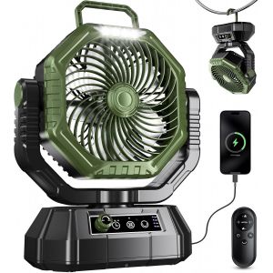 Ventilateur De Camping Avec Lanterne Led, 20000Mah Ventilateur Rechargeable Avec Télécommande Et Crochet, Rotation 270°, Vitesse Réglable, Mode Minuterie,Pour L'Intérieur Et L'Exté[VEN750037] - Neuf
