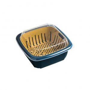 Hjlian Passoire De Cuisine Avec Couvercle, Panier Menager A Double Couche, Conteneurs De Rangement Multifonctions Pour Fruits Et Legumes - Neuf