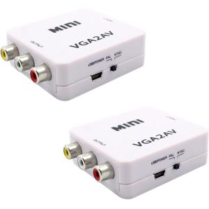 2X Adaptateur de Scaler Mini Convertisseur VGA vers AV Prise en Charge du Convertisseur 1080P VGA2AV PC vers TV Ordinateur HD vers TV.[W1577] - Neuf