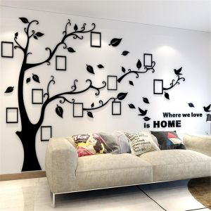 Arbre Sticker Muraux 3D Autocollants DIY Cadre de Photo Stickers Mural Arts D&eacute;corations pour Chambre,Salon,Chambr (Noir Droite,M: 150 * 210CM) - Neuf