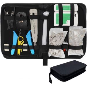GKWL-Pince À Sertir 12 En 1 Rj45-Kit D'Outils Réseau Rj11,Cat5,Cat6,Outils De Sertissage-Testeur De Câble Lan Réseau-Ordinateur-Maintenance-Kit D'Outils Ethernet-Pince À Dénuder - Neuf