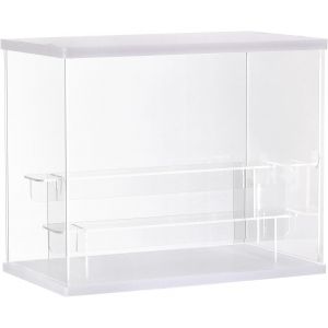 Vitrine Acrylique Transparente 3 Niveaux Petite Vitrine Pour Collection Vitrine Figurine Pour Pop Mart Labubu Vitrine Voiture Miniature Rangement Parfum (Grain De Bois, 31.5 X 18 X 25.5 Cm) - Neuf