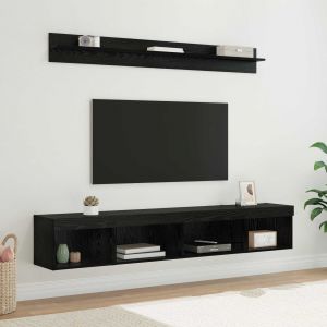 Ensemble de meuble TV mural 5 pcs Ch&ecirc;ne noir Bois d'ing&eacute;nierie - Neuf