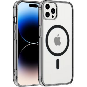 TRAHOO-Coque Magn&eacute;tique pour iPhone 14 Pro Max 6,7"",Compatible avec MagSafe Recharge sans Fil,Transparent Etui PC Dur+TPU Bumper Antichoc Anti-Rayures Protection Housse pour iPhone 14 Pro Max,Noir - Neuf