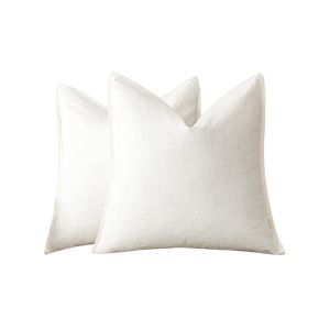 Lot De 4 Housses De Coussin En Lin Uni - Blanc - Neuf