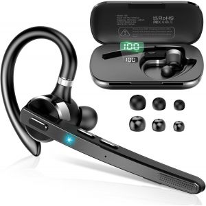 lbgwp60-Oreillette Bluetooth Sans Fil V5.3, 90H Main Libre Bluetooth Oreillette Avec Dual Micro Cvc8.0/Enc, Casques Sans Fil Avec Écran Led, Aptx, Mic Mute Connexion De Deux Appareils Pour Affaires/B - Neuf