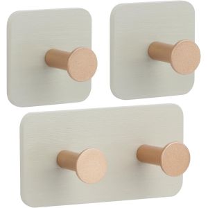 Eryi-Bambou Crochet Adhésif, 3 Piezas Porte Manteau Adhésif, Crochet Mural En Bambou, Pour Clés, Parapluies, Vêtements (Gris) - Neuf
