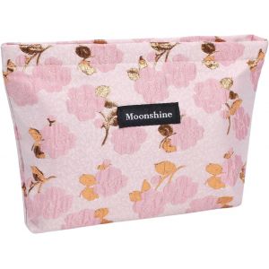 KALANKA-Trousse Maquillage Rose en Toile, Trousse de Toillette Femme avec Fermeture éclair, Pochette de Cosmétique Portable pour Voyage, Vacancans, Fitness - Neuf