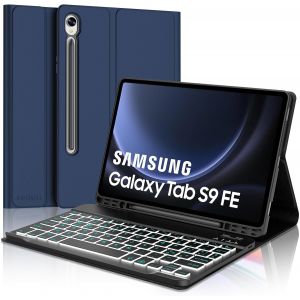 Coque Clavier Pour Samsung Galaxy Tab S10 Fe 10.9""/S9 Fe 10.9""/S9 11"" 2023,Azerty Fran&ccedil;ais Clavier R&eacute;tro&eacute;clair&eacute; Bluetooth Magn&eacute;tique D&eacute;tachable Pour Samsung Tab S9 Fe/S10 Fe 10.9"",Bleu - Neuf