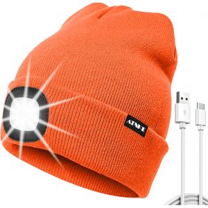 Nsiecd-Led Bonnet Lampe Frontale, Usb Type C Rechargeable 4 Led Chapeau De Course Ultra Lumineux Lumi&egrave;re Hiver Chaud Tricot Bonnet Cadeaux Pour Hommes Et Femmes - Neuf