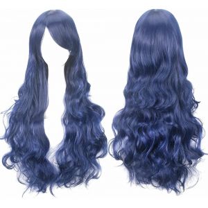 Kalanka-32"" 80 Cm Bleu Fonc&eacute; Cosplay Boucl&eacute; Perruque Femme, Longue Ondul&eacute;e Synth&eacute;tique Cheveux Cosplay Wig Anime Parti Halloween Perruques - Neuf