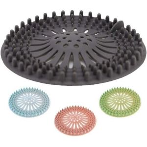 Cache-bonde de douche avec attrape-cheveux, lot de 4, protection universelle en caoutchouc pour baignoire, cuisine et salle de bain Sincero Hogar - Neuf