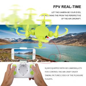 Mini Drone Quadricoptere Pliable Avec Telecommande Wifi Fpv Et Camera 720p, Vert - Neuf