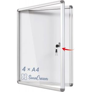 VornixorSarlshopSwanSea Tableau d'affichage ferm&eacute; Tableau d'affichage magn&eacute;tique effa&ccedil;able &agrave; sec Tableaux d'affichage verrouillables Blanc avec cadre en aluminium, 67 x 50 cm (4 x A4) - Neuf