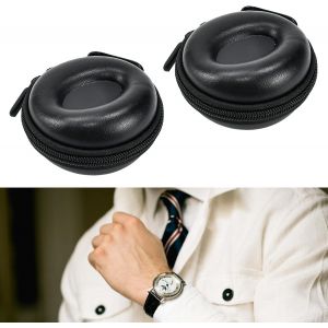 Kal-2pcs Boîte Montre Voyage, Étui De Voyage Pour Montre Avec Fermeture À Glissière Portable Montre Ronde Boîte De Rangement Convient À Toutes Les Montres Jusqu'à 50 Mm Pour Montres Bracelet - Neuf