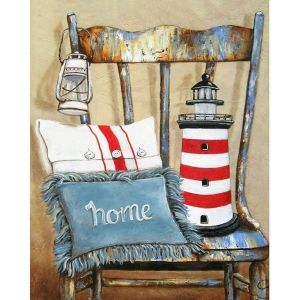 Ayuhr-Diamond Painting 5d Diy Diamant Peinture Chaise Phare Bricolage Plein Forage Cristal Strass Peinture Décor À La Maison, 30 * 40 Cm(F5-248) - Neuf