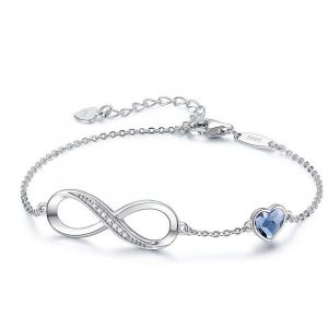 Bracelet Femme En Argent 925, Bracelet Coeur Infini, Bijou Femme Avec Zircone Ajustable, Cadeau Pour Maman, &Eacute;pouse, Fille, Amie - Neuf