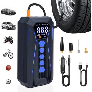 Mini compresseur d'air électronique Portable, 150 PSI gonfleur de Pneu compresseur de Voiture écran LCD numérique 6000 mAh Type C Pompe à vélo pour Moto, Voiture, vélo - Neuf
