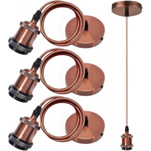 Subzonal-3 Pi&egrave;ces Suspension Lampe E27 Avec Anneau &Agrave; Vis, Douille E27, C&acirc;ble 1.5m - Neuf