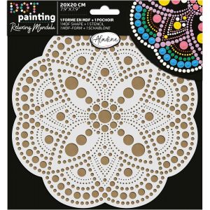 Kalanka-- Kit Pochoir & Support Mandala 20 Cm - Pour Créer Mandalas En Dot Painting - Peinture Sur Galet, Bois, Tissus, Toiles - Dotting Peinture Points - Loisirs Créatifs - 85504 - Neuf