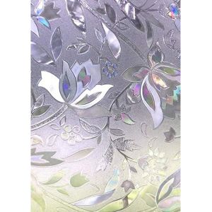 Film électrostatique pour fenêtre 44,5 × 300 cm, film décoratif anti-UV, occultant et anti-regards, motif tulipes et fleurs, pour vitres et vitrages - Neuf