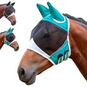 Masque Contre Les Mouches Cheval Protection Uv Masque Contre Les Mouches De Cheval Avec Filet Doreilles / Trou De Verrouillage / Garniture Rflchissante Masque De Mouche Extensible Pour Cheval Respiran - Neuf