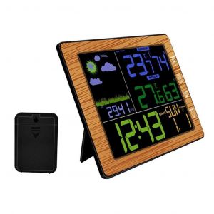 SUBZONAL-Station m&eacute;t&eacute;o &agrave; grains de bois Barom&egrave;tre Therm&egrave;tre Hygrom&egrave;tre Capteur sans fil LCD Affichage m&eacute;t&eacute;o Pr&eacute;visions num&eacute;riques - Neuf