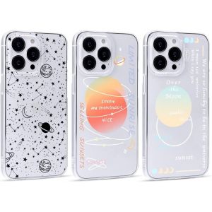 3 Pièces Transparent Coque Pour Samsung Galaxy S10 (4g) 6,1"",Souple Silicone Tpu Ultra Mince Housse Étui Avec Motif,Antichoc Protection Slim Case Cover Pour Samsung S10 (4g),Planète - Neuf