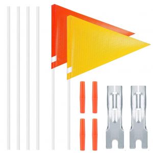 Drapeau De Vélo Pour Enfant, 2 Pièces Drapeau De Sécurité Haute Visibilité Fanion Pour Vélo De Sécurité Avec Support De Hauteur Réglable Montage De Vélo Pour Enfant Pour Remorque, Camions, Vtt - Neuf