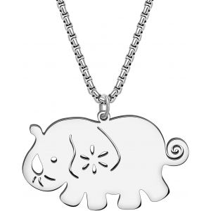 Kal-Collier D'animaux En Acier Inoxydable Plaqué Or 18k Pendentif Éléphant D'afrique Bijoux Simples Cadeaux Pour Femmes Filles Charms - Neuf