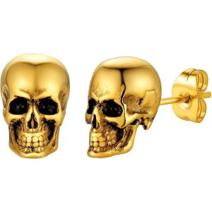 Boucle D'oreille Tete De Mort Clou D Oreille Crâne Homme Punk Garçon Femme Pendentif Fantôme Acier Créole Fille[Argent/Doré/Noir-Celtique] Bijoux Cadeau Halloween Mariage Noël - Neuf