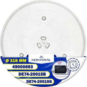 Plateau Micro Onde Universel Ø318 mm Possède 3 Fixations avec le Code DE74-20015B DE7420015B DE74-20015G DE7420015G pour Samsung- - Neuf