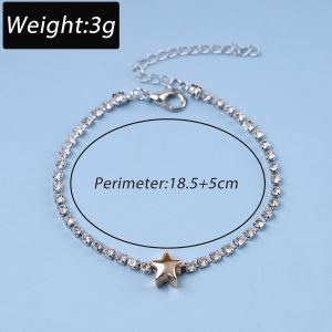 Bracelet De Tennis En Zircone Cubique Bracelet De Tennis Avec Breloque &Eacute;toile En Or Bracelet De Tennis En Cristal Cz R&eacute;glable Bracelet De Poignet En Cristal Argent&eacute; Bijoux Pour Fem[Bra9201534] - Neuf