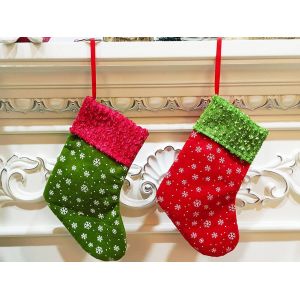 Lot De 12 Bas De No&euml;l Rouges Et Verts &Agrave; Suspendre - Neuf