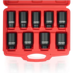 VornixorSarlshopLot de douilles &agrave; choc 9 &eacute;crous d'essieu 1/2" 29 30 31 32 33 34 35 36 38 mm - Neuf