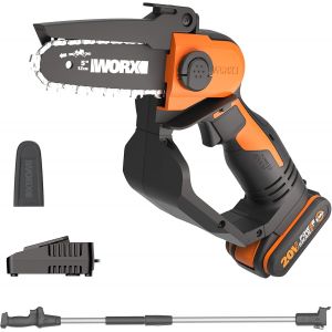 MEVRONISSHOP-Tron&ccedil;onneuse sans fil 20V, moteur au choix, guide 5"", perche 125cm, r&eacute;glage sans outil, batterie et chargeur inclus, compatible PowerShare (Mini Chain Saw WG324E.1) - Neuf