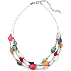 Kales-Collier De Perles En Argent Avec Cristal Pour Femme-Collier Ras-Du-Cou Bohème-Bijou Fantaisie-Cadeau D'anniversaire Pour Femme - Neuf
