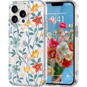 Trahoo-Coque Magn&eacute;tique Florale Pour Iphone 13 Pro Max [Compatible Avec Magsafe], Coque De Transparente Anti-Jaunissement, Joli Motif Floral Anti-Rayures, Protection Tpu Pour Filles Et Femmes-Jaune - Neuf