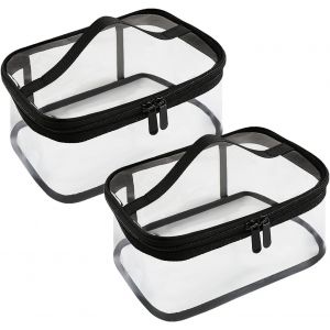 KALANKA-2 Pcs Trousse de Toilette Transparente,Trousse de Maquillage,Grande Trousse Transparente,Trousse de Toilette Femme,PVC &Eacute;Tanche Trousse de Maquillage de Voyage pour Hommes,Femme,Enfant(Grand) - Neuf