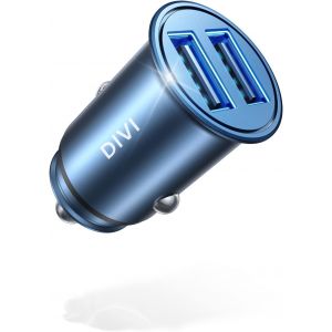 Eryi-Chargeur De Voiture, 4.8a/24w Tout Métal Chargeur Voiture Usb Mini Chargeur Voiture Usb Dual Port Charge Rapide Pour Iphone 12/11 Pro/Xr/X/7/6s, Ipad, Galaxy S8/S7/Edge, Huawei(Bleu) - Neuf