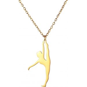 Kal-Collier À Breloques De Gymnastique Pour Femme En Acier Inoxydable Élégant Avec Pendentif En Forme De Gymnaste - Neuf