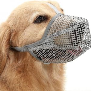 (Gris, Xl) Mascarilla De Malla Ajustable Y Transpirable Para Mascotas, Antimordeduras Y Antiladridos, Funda Protectora Para Perros Pequeños, Medianos Y Grandes - Neuf