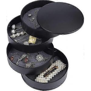 Bo&icirc;te &agrave; bijoux ronde pour femmes 4 niveaux 360 degr&eacute;s Organisateur de bijoux Organisateur de bijoux pour bagues boucles d'oreilles colliers montre - Neuf